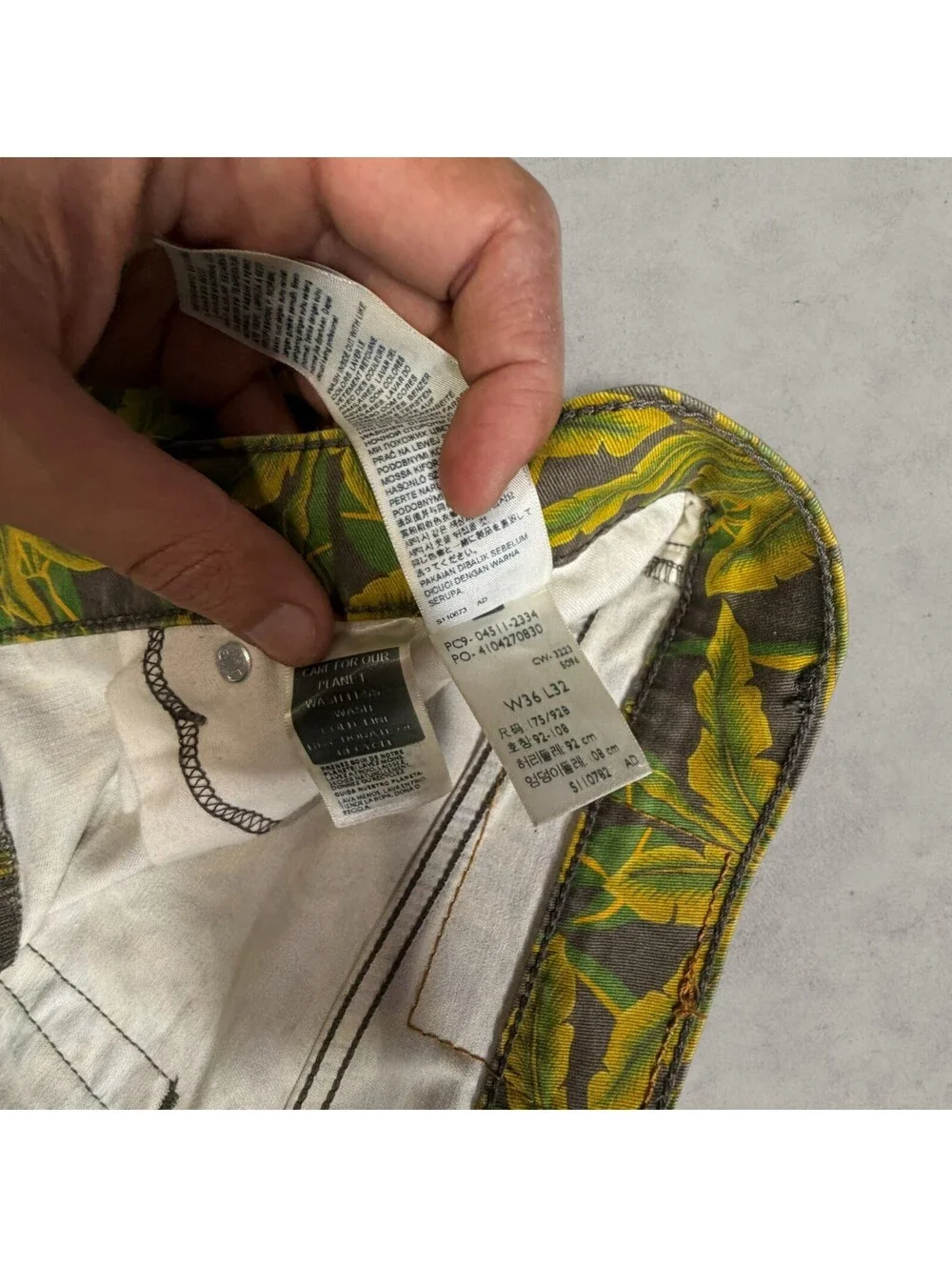 Levi's 511 Slim Fit Banana Tree Print Jeans Men's Size 36x32